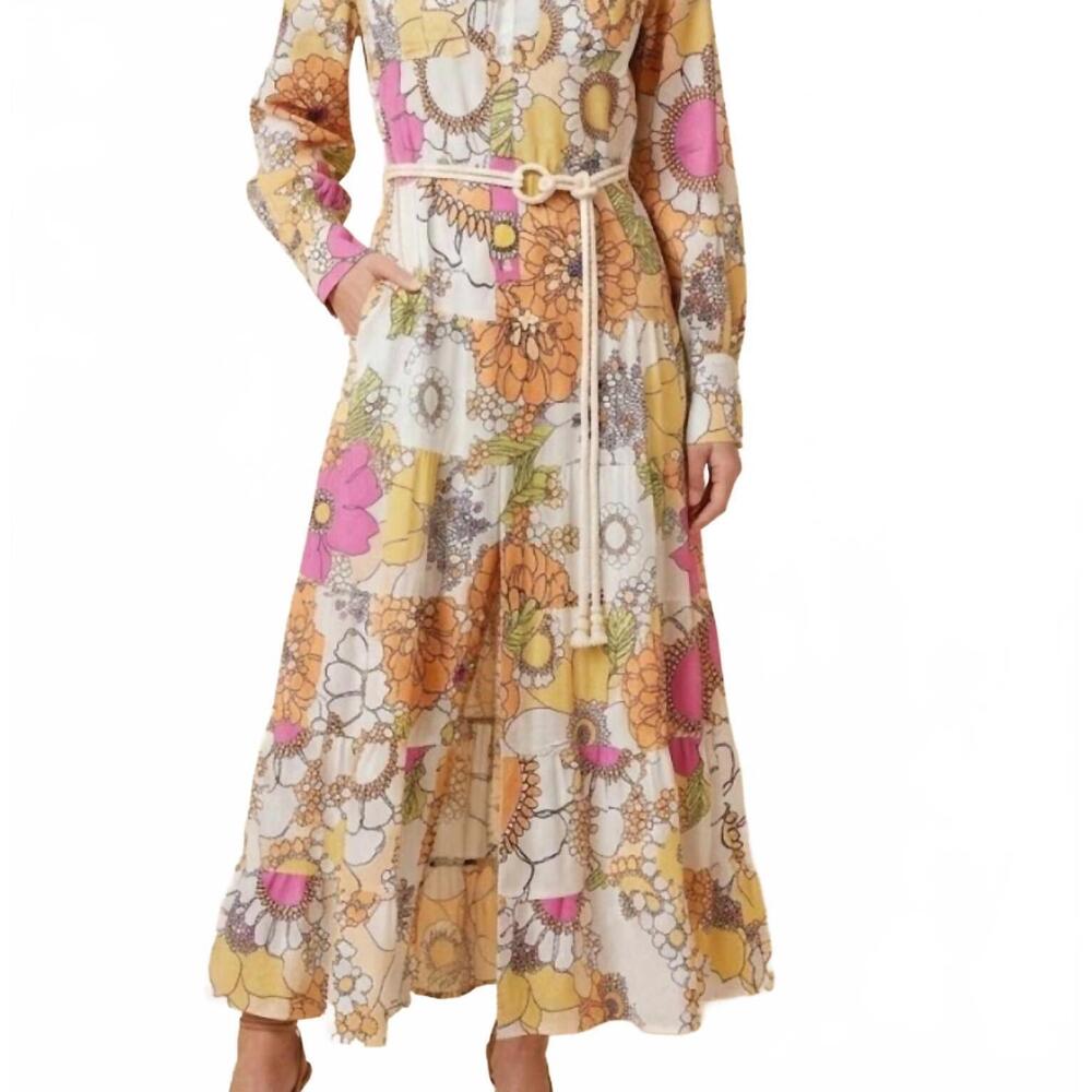 NEW I TOO floral print maxi dress in cornsilk